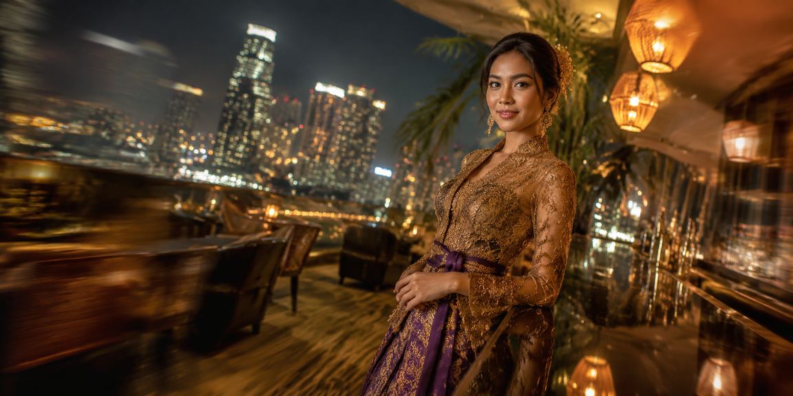 Hiburan kasino malam hari di pasar dengan pencahayaan warna-warni