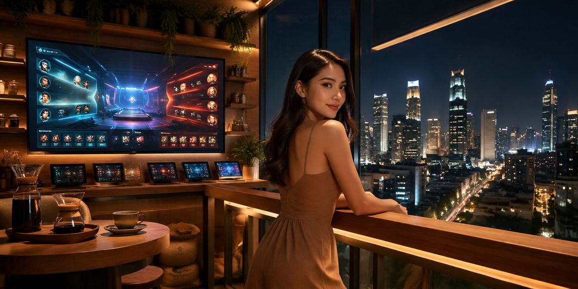 Pemain esports sedang menikmati taruhan online sambil minum kopi di kafe Vietnam