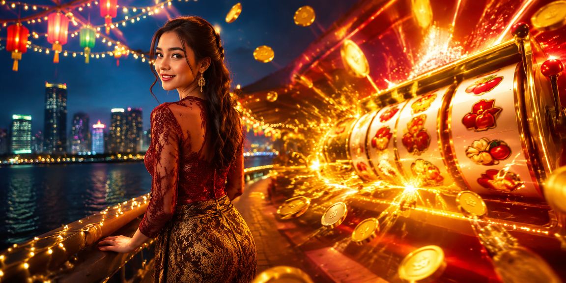 Pemain slot game di tepi pantai dengan suasana santai tropis