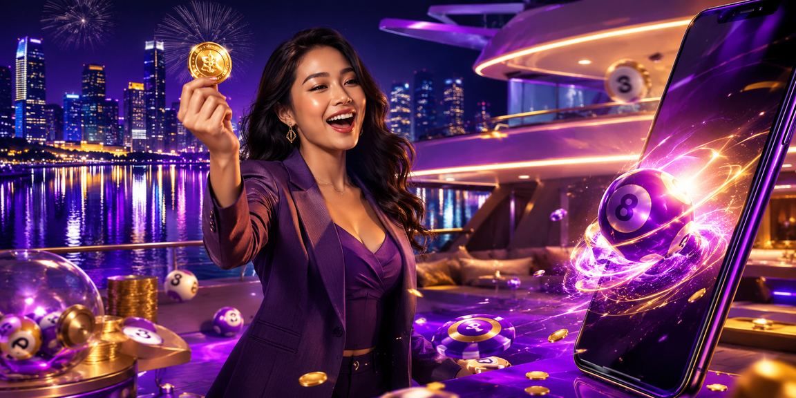 Tampilan lotere dengan lampu neon terang suasana malam Vietnam