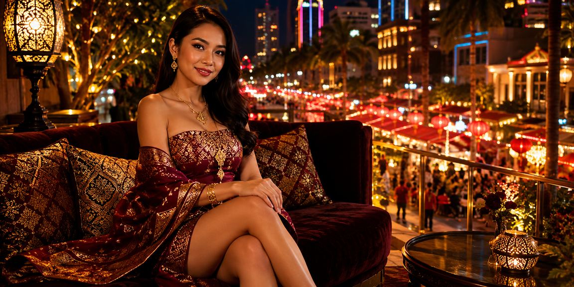 Suasana pasar malam dengan permainan lotre dan hiburan malam